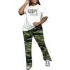 imagePINSV Women 2 Piece Outfits Short Sleeve Top and Flare Pants Lounge Sets TracksuitCamouflage
