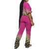 imagePINSV Women 2 Piece Outfits Short Sleeve Top and Flare Pants Lounge Sets TracksuitRose Red C