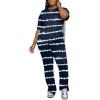 imagePINSV Women 2 Piece Outfits Short Sleeve Top and Flare Pants Lounge Sets TracksuitStripe