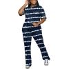 imagePINSV Women 2 Piece Outfits Short Sleeve Top and Flare Pants Lounge Sets TracksuitStripe