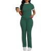imagePINSV Womens 2 Piece Outfits Short Sleeve Tops Sweatpants Colorblock Bodycon Lounge Sets TracksuitGreen