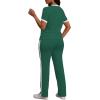 imagePINSV Womens 2 Piece Outfits Short Sleeve Tops Sweatpants Colorblock Bodycon Lounge Sets TracksuitGreen