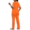 imagePINSV Womens 2 Piece Outfits Short Sleeve Tops Sweatpants Colorblock Bodycon Lounge Sets TracksuitOrange