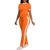 imagePINSV Womens 2 Piece Outfits Short Sleeve Tops Sweatpants Colorblock Bodycon Lounge Sets TracksuitOrange