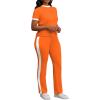 imagePINSV Womens 2 Piece Outfits Short Sleeve Tops Sweatpants Colorblock Bodycon Lounge Sets TracksuitOrange
