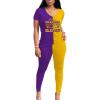 Yellow Purple Contrasting Print