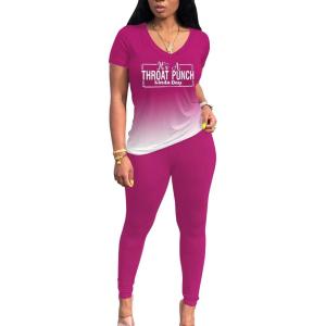 imageLounge Sets for Women 2 Piece Summer Casual Jogger Workout Outfits Short Tops Long Pant Sweat suit leggings setPurple Gradient