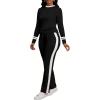imagePINSV Womens 2 Piece Outfits Long Sleeve Tops Sweatpants Colorblock Bodycon Lounge Sets TracksuitsBlack