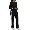 imagePINSV Womens 2 Piece Outfits Long Sleeve Tops Sweatpants Colorblock Bodycon Lounge Sets TracksuitsBlack
