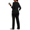 imagePINSV Womens 2 Piece Outfits Long Sleeve Tops Sweatpants Colorblock Bodycon Lounge Sets TracksuitsBlack