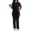 imagePINSV Womens 2 Piece Outfits Long Sleeve Tops Sweatpants Colorblock Bodycon Lounge Sets TracksuitsBlack