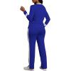 imagePINSV Womens 2 Piece Outfits Long Sleeve Tops Sweatpants Colorblock Bodycon Lounge Sets TracksuitsBlue