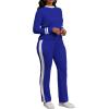 imagePINSV Womens 2 Piece Outfits Long Sleeve Tops Sweatpants Colorblock Bodycon Lounge Sets TracksuitsBlue