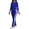 imagePINSV Womens 2 Piece Outfits Long Sleeve Tops Sweatpants Colorblock Bodycon Lounge Sets TracksuitsBlue