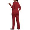 imagePINSV Womens 2 Piece Outfits Long Sleeve Tops Sweatpants Colorblock Bodycon Lounge Sets TracksuitsBurgundy