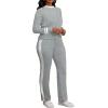 imagePINSV Womens 2 Piece Outfits Long Sleeve Tops Sweatpants Colorblock Bodycon Lounge Sets TracksuitsGrey