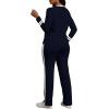 imagePINSV Womens 2 Piece Outfits Long Sleeve Tops Sweatpants Colorblock Bodycon Lounge Sets TracksuitsNavy Blue