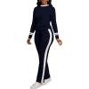 imagePINSV Womens 2 Piece Outfits Long Sleeve Tops Sweatpants Colorblock Bodycon Lounge Sets TracksuitsNavy Blue