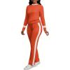 imagePINSV Womens 2 Piece Outfits Long Sleeve Tops Sweatpants Colorblock Bodycon Lounge Sets TracksuitsOrange