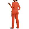 imagePINSV Womens 2 Piece Outfits Long Sleeve Tops Sweatpants Colorblock Bodycon Lounge Sets TracksuitsOrange