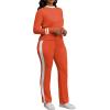 imagePINSV Womens 2 Piece Outfits Long Sleeve Tops Sweatpants Colorblock Bodycon Lounge Sets TracksuitsOrange