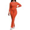 imagePINSV Womens 2 Piece Outfits Long Sleeve Tops Sweatpants Colorblock Bodycon Lounge Sets TracksuitsOrange