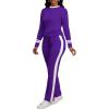 imagePINSV Womens 2 Piece Outfits Long Sleeve Tops Sweatpants Colorblock Bodycon Lounge Sets TracksuitsPurple