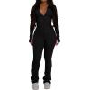 imagePINSV Womens 2 Piece Outfits Long Sleeve Zip Up Jacket Flare Pants Matching Tracksuit SetBlack