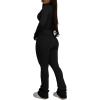 imagePINSV Womens 2 Piece Outfits Long Sleeve Zip Up Jacket Flare Pants Matching Tracksuit SetBlack