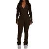 imagePINSV Womens 2 Piece Outfits Long Sleeve Zip Up Jacket Flare Pants Matching Tracksuit SetBrown