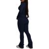imagePINSV Womens 2 Piece Outfits Long Sleeve Zip Up Jacket Flare Pants Matching Tracksuit SetDark Blue