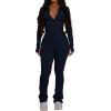 imagePINSV Womens 2 Piece Outfits Long Sleeve Zip Up Jacket Flare Pants Matching Tracksuit SetDark Blue