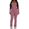 imagePINSV Womens 2 Piece Outfits Long Sleeve Zip Up Jacket Flare Pants Matching Tracksuit SetDusty Pink