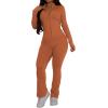 imagePINSV Womens 2 Piece Outfits Long Sleeve Zip Up Jacket Flare Pants Matching Tracksuit SetLight Orange