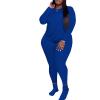 imagePINSV Womens Plus Size 2 Piece Outfits Tracksuits Long Sleeve Top Pants Sets SweatsuitsBlue