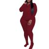imagePINSV Womens Plus Size 2 Piece Outfits Tracksuits Long Sleeve Top Pants Sets SweatsuitsBurgundy