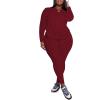 imagePINSV Womens Plus Size 2 Piece Outfits Tracksuits Long Sleeve Top Pants Sets SweatsuitsBurgundy