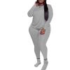 imagePINSV Womens Plus Size 2 Piece Outfits Tracksuits Long Sleeve Top Pants Sets SweatsuitsGrey