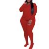 imagePINSV Womens Plus Size 2 Piece Outfits Tracksuits Long Sleeve Top Pants Sets SweatsuitsRed