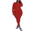 imagePINSV Womens Plus Size 2 Piece Outfits Tracksuits Long Sleeve Top Pants Sets SweatsuitsRed