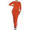 imagePINSV Womens 2 Piece Outfits Long Sleeve Tops Sweatpants Colorblock Bodycon Lounge Sets TracksuitsOrange