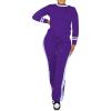 imagePINSV Womens 2 Piece Outfits Long Sleeve Tops Sweatpants Colorblock Bodycon Lounge Sets TracksuitsPurple