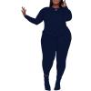 imagePINSV Womens Plus Size 2 Piece Outfits Tracksuits Long Sleeve Top Pants Sets SweatsuitsNavy Blue