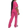imagePINSV Women Sets 2 Piece Outfits Comfy Short Sleeve Top and Pants Lounge Sets Travel Airport OutfitsRose Red