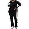 imagePINSV 2 Piece Sets for Women Fall Casual Outfits Long Sleeve Top and Flare Pants Lounge Sets Track suitBlack