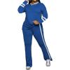 imagePINSV 2 Piece Sets for Women Fall Casual Outfits Long Sleeve Top and Flare Pants Lounge Sets Track suitBlue