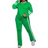 imagePINSV 2 Piece Sets for Women Fall Casual Outfits Long Sleeve Top and Flare Pants Lounge Sets Track suitGreen