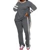 imagePINSV 2 Piece Sets for Women Fall Casual Outfits Long Sleeve Top and Flare Pants Lounge Sets Track suitGrey