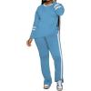 imagePINSV 2 Piece Sets for Women Fall Casual Outfits Long Sleeve Top and Flare Pants Lounge Sets Track suitLight Blue