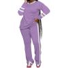 imagePINSV 2 Piece Sets for Women Fall Casual Outfits Long Sleeve Top and Flare Pants Lounge Sets Track suitPurple